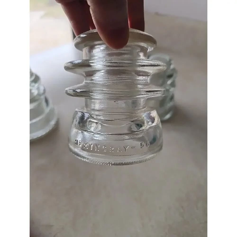 Lot of 3 Vintage‎ Hemingray #56 Made in USA Clear Glass Electric Insulator